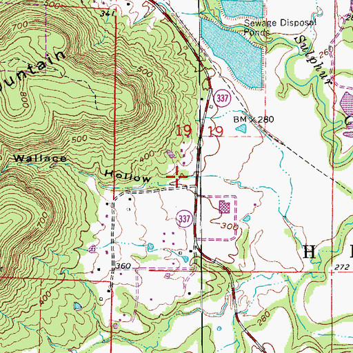 Topographic Map of Wallace Hollow, AR