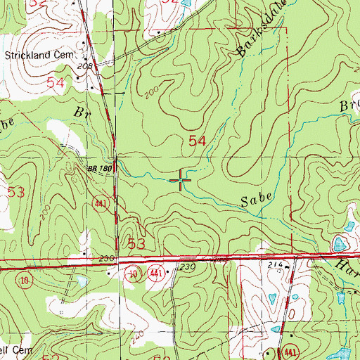 Topographic Map of Barksdale Branch, LA