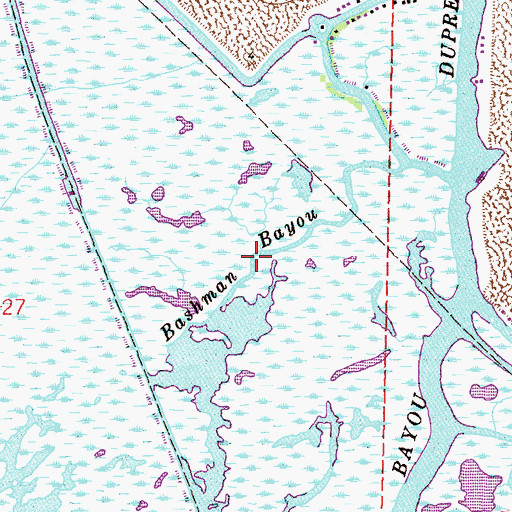 Topographic Map of Bashman Bayou, LA
