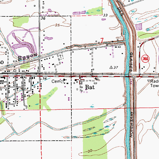 Topographic Map of Bat, LA