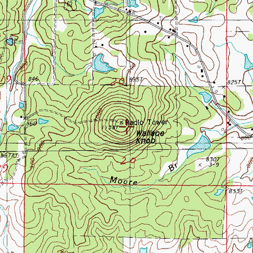 Topographic Map of Wallace Knob, AR