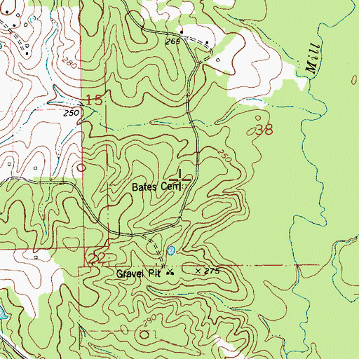 Topographic Map of Bates Cemetery, LA