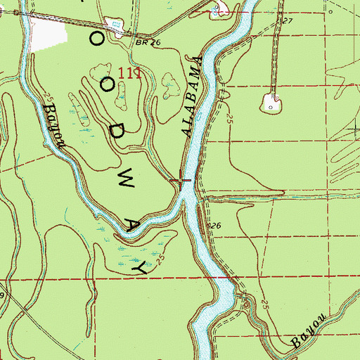 Topographic Map of Bay Denny, LA