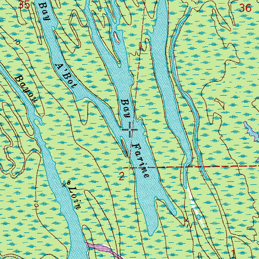 Topographic Map of Bay Farine, LA