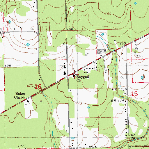 Topographic Map of Baygall Church, LA