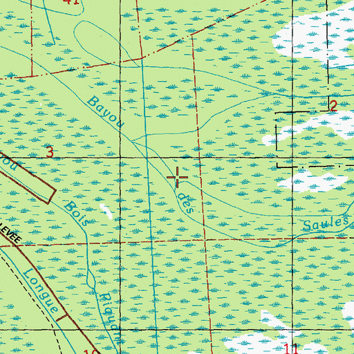 Topographic Map of Bayou des Saules, LA