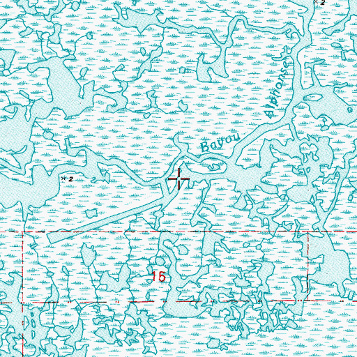 Topographic Map of Bayou Alphonse, LA