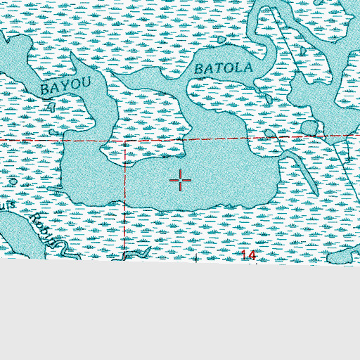 Topographic Map of Bayou Batola, LA