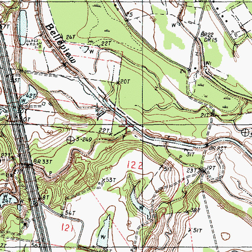 Topographic Map of Bayou Belleview, LA