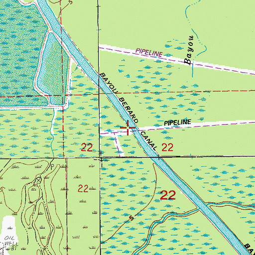 Topographic Map of Bayou Berard Canal, LA