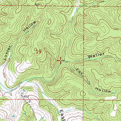 Topographic Map of Waller Hollow, AR