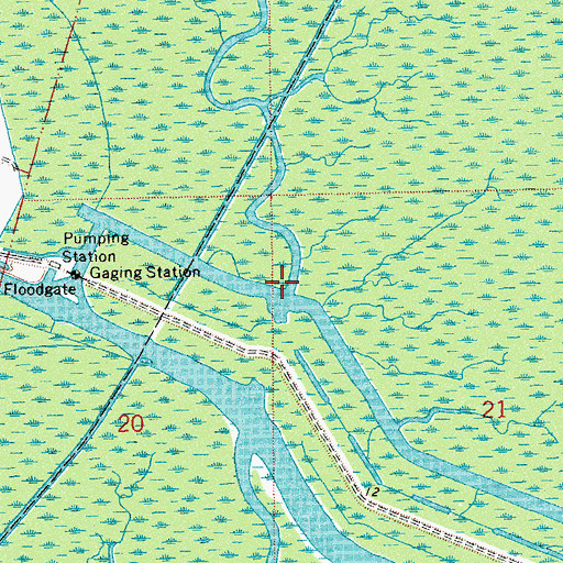 Topographic Map of Bayou Blue, LA