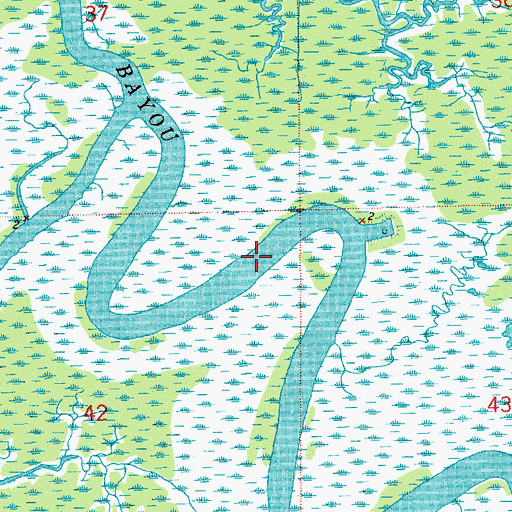 Topographic Map of Bayou Blue, LA
