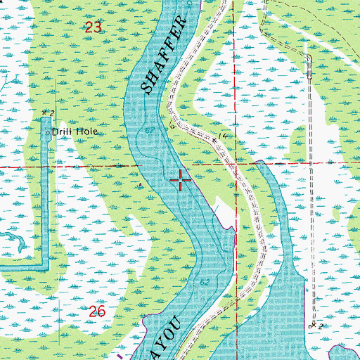 Topographic Map of Bayou Boeuf, LA