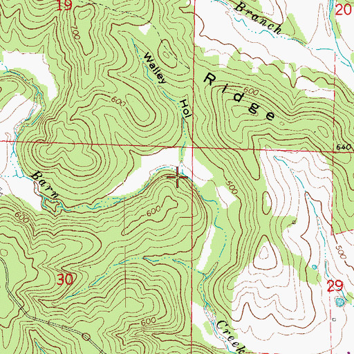 Topographic Map of Walley Hollow, AR