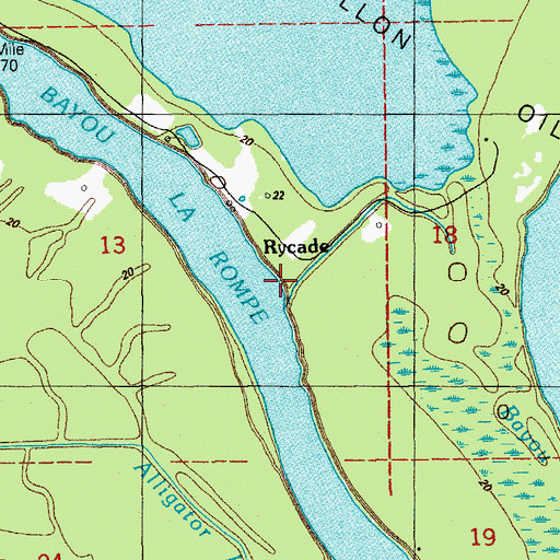 Topographic Map of Bayou Bouillon, LA