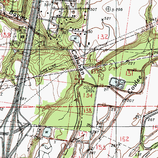 Topographic Map of Bayou Callahan, LA