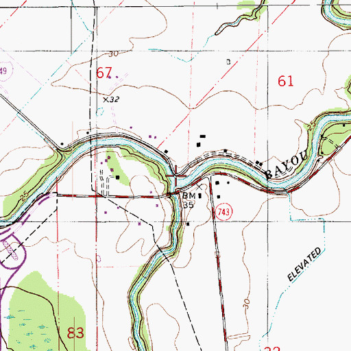 Topographic Map of Bayou Carron, LA