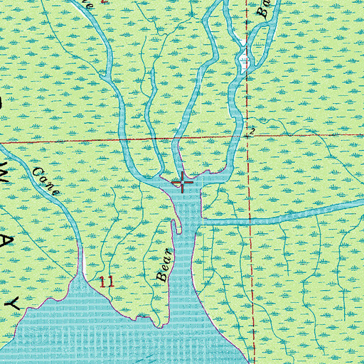 Topographic Map of Bayou Chevreuil, LA
