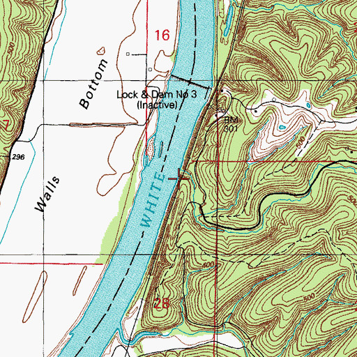 Topographic Map of Walls Ferry, AR