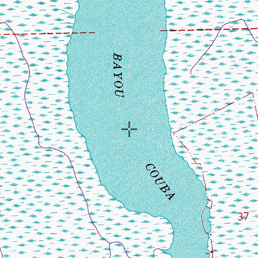 Topographic Map of Bayou Couba, LA