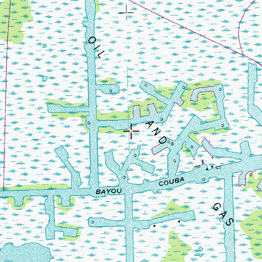 Topographic Map of Bayou Couba Oil and Gas Field, LA