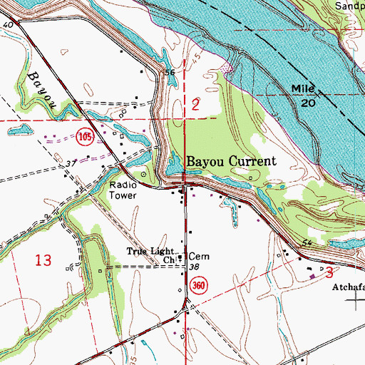 Topographic Map of Bayou Current, LA