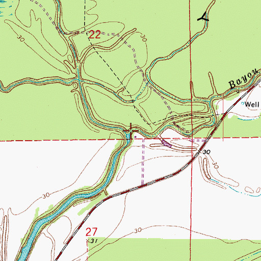 Topographic Map of Bayou Current, LA