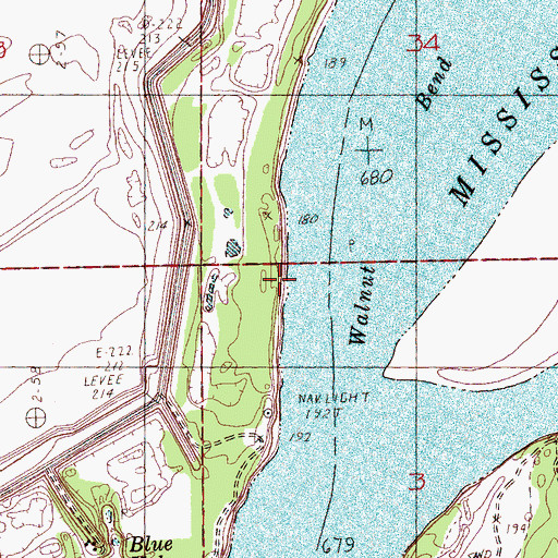 Topographic Map of Walnut Bend Revet, AR
