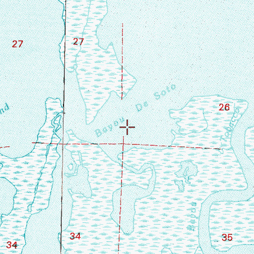 Topographic Map of Bayou De Soto, LA