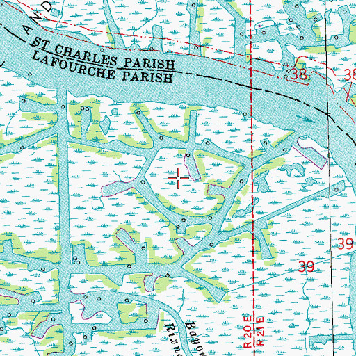 Topographic Map of Bayou Des Allemands Oil and Gas Field, LA