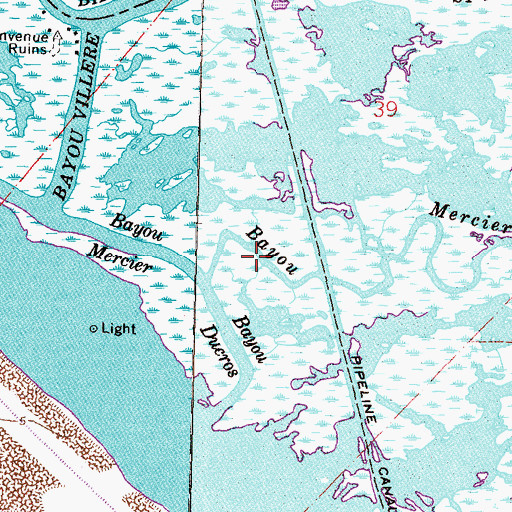 Topographic Map of Bayou Ducros, LA