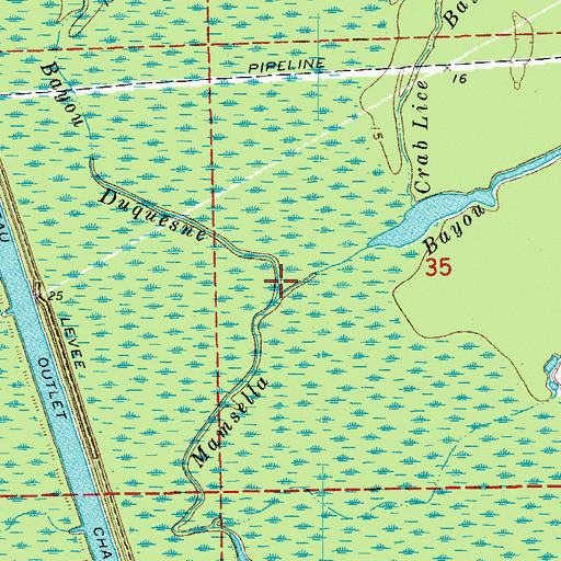 Topographic Map of Bayou Duquesne, LA