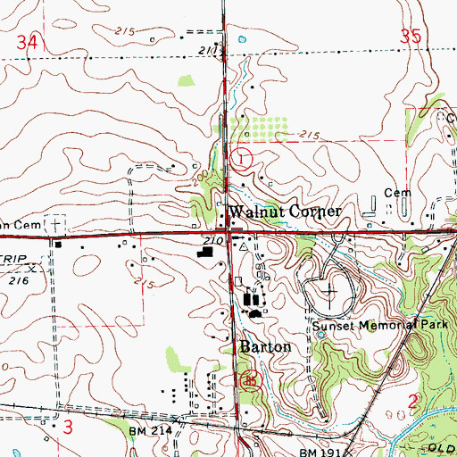 Topographic Map of Walnut Corner, AR