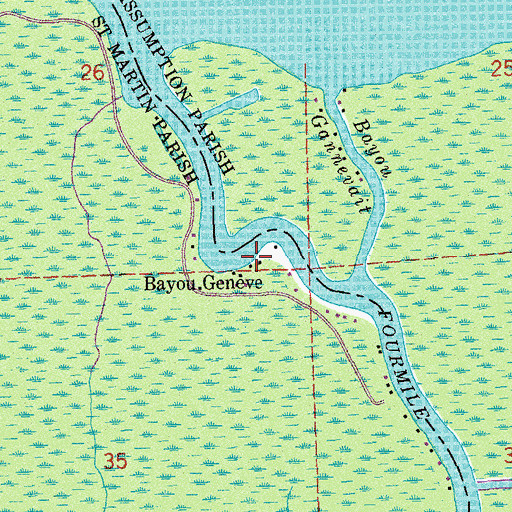 Topographic Map of Bayou Geneve, LA
