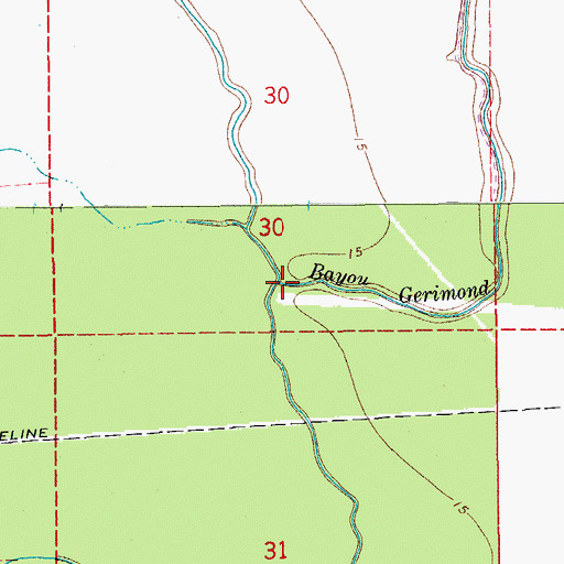 Topographic Map of Bayou Gerimond, LA
