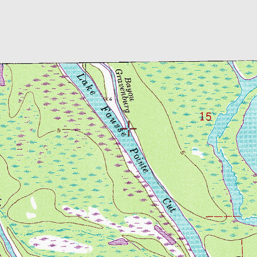 Topographic Map of Bayou Gravenburg, LA