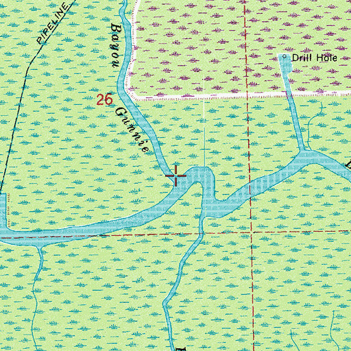 Topographic Map of Bayou Gunnie, LA