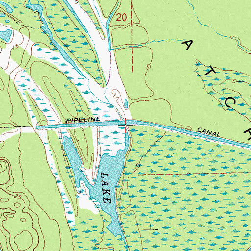 Topographic Map of Bayou Hebert, LA