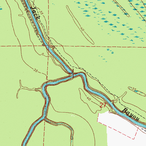 Topographic Map of Bayou Jack, LA