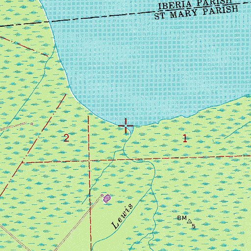 Topographic Map of Bayou Jean Lewis, LA