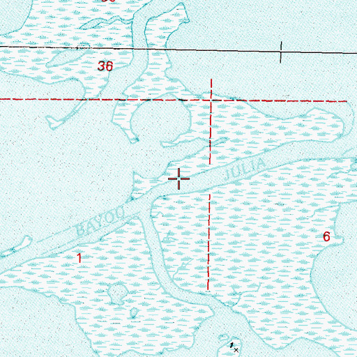 Topographic Map of Bayou Julia, LA
