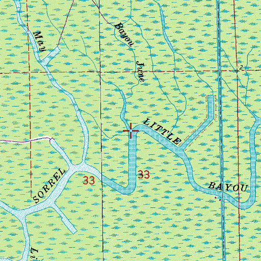 Topographic Map of Bayou June, LA