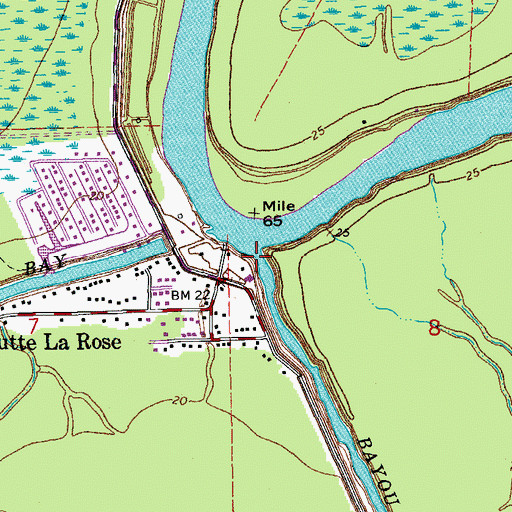 Topographic Map of Bayou La Rose, LA
