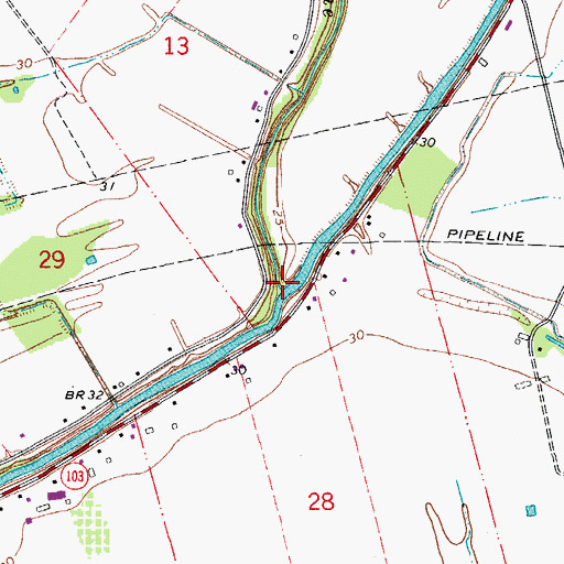 Topographic Map of Bayou Little Teche, LA