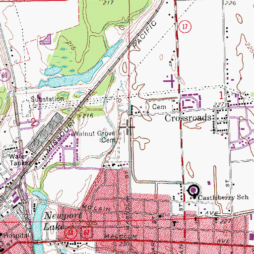 Topographic Map of Walnut Grove Cemetery, AR