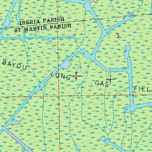 Topographic Map of Bayou Long Gas Field, LA