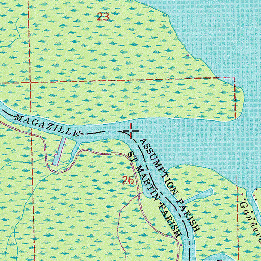 Topographic Map of Bayou Magazille, LA