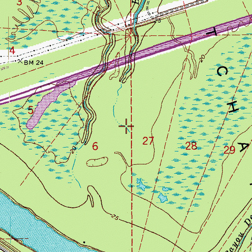 Topographic Map of Bayou Malboeuf, LA