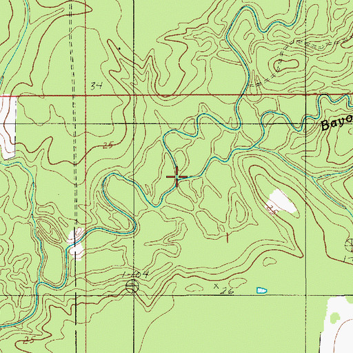 Topographic Map of Bayou Mallet, LA